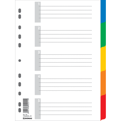 Индекс-разделитель цифровой А4 5 позиций цветной с листом описи (7704095)