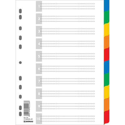 Индекс-разделитель цифровой А4 10 позиций цветной с листом описи (7710095)