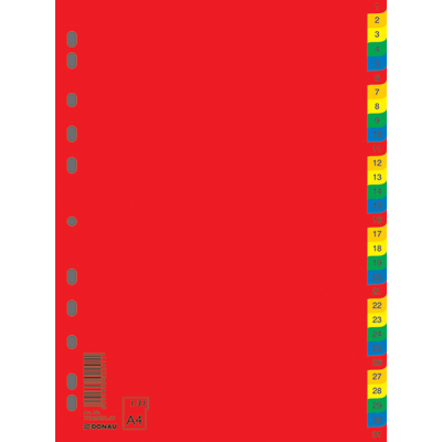 Индекс-разделитель цифровой А4 31 позиция цветной (7736095)