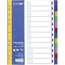 Индекс-разделитель А4 Economix пластик 12 позиций цветной
