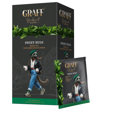 Чай зелений байховий з ароматом Османтусу 30г (1,5г*20), сашет, "Sweet hugs", GRAFF