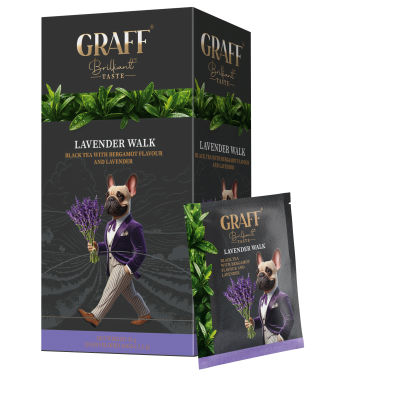 Чай чорний з ароматом лаванди та бергамоту 30г (1,5г*20), сашет, "Lavender walk", GRAFF