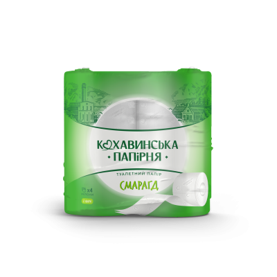 Бумага туал. целюлоз. "Смарагд", по 4 рул., на гильзе, 2-х слойная., белый КОХАВИНКА
