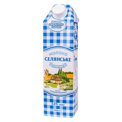 Молоко Селянское особенное ультрапастеризованное 2.5% 950г