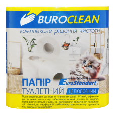 Папір туал.целюлоз.BUROCLEAN EuroStandart, по 4 рул., на гільзі, 2-х сл., білий