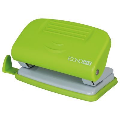 Дырокол до 10 л., Economix, пласт. корпус, с линейкой, салатовый