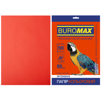 Бумага цветная INTENSIVE, красный, 50 л., А4, 80 г/м²