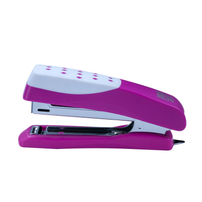 Степлер пластиковый ШАХМАТКА, 12 л., (скобы №10), 108х50х25 мм, розовый