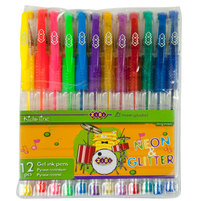 Набор из 12-ти гелевых ручек NEON+GLITTER 0.7мм (ZB.2204-99)