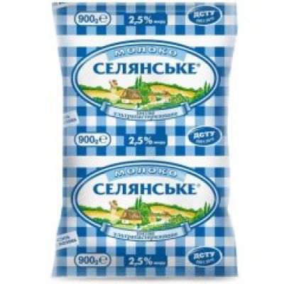 Молоко Селянське 2,5 % 900 гр., мягкий пакет (716010)