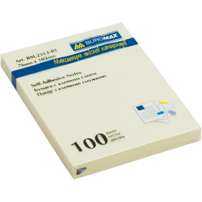 Блок бумаги с клейким слоем 75x100мм 100л. желтый (BM.2313-01)