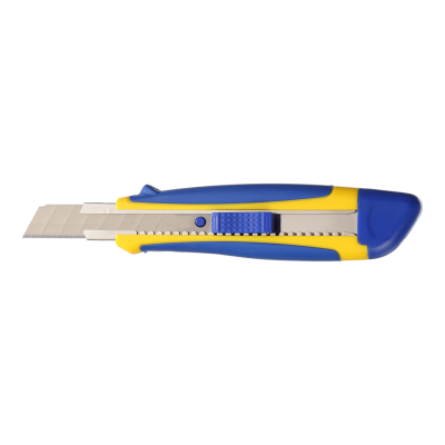 Нож универсальный, 18 мм, метал.направл., пласт.корпус, рез.вставки