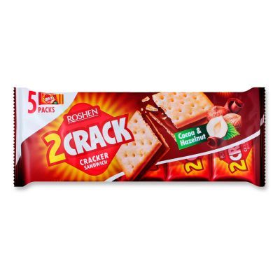Крекер Roshen 2 CRACK с начинкой какао-орех, 235г