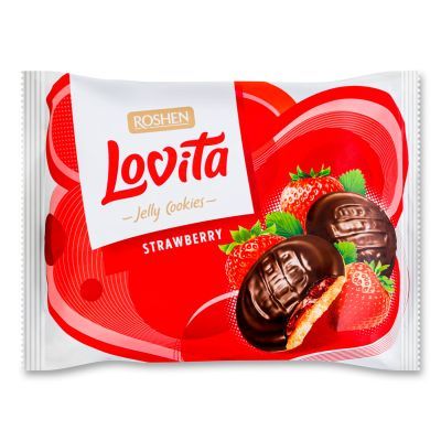 Печенье Roshen Lovita Jelly Cookies Strawberry, 420г
