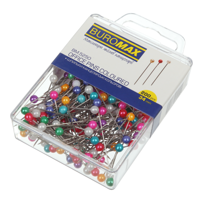 Шпильки цветные, 34 мм, 200 шт. в пласт. коробке