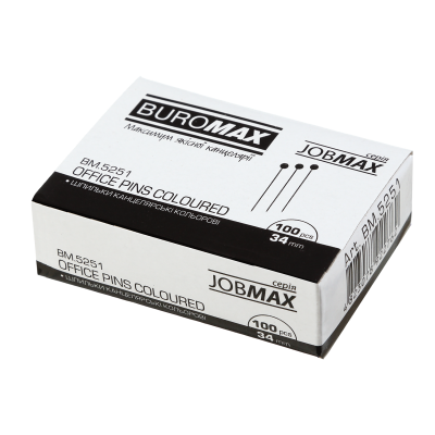 Шпильки цветные 34мм Jobmax 100шт (BM.5251)