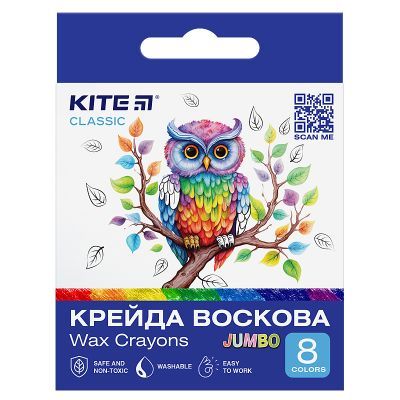 Мел восковой Jumbo, 8 цветов Classic