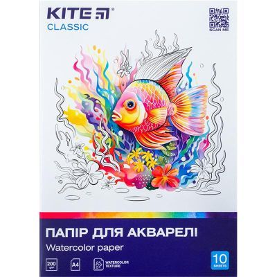 Бумага для акварели, А4, 10 листов, 200 г/м2, Classic