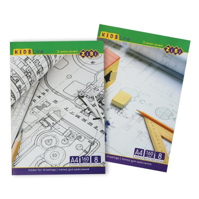 Папка для черчения, А4, 8 листов, плотность 160 г/м2, KIDS Line