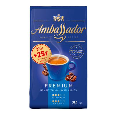 Кофе молотый, AMBASSADOR PREMIUM, вак.уп. 225г
