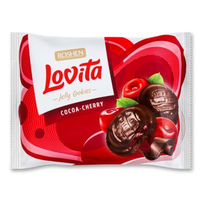 Печенье Roshen Lovita Jelly Cookies Cocoa-cherry, 420г