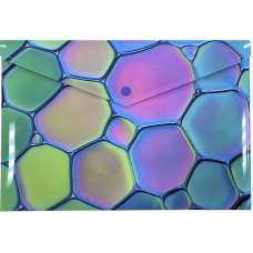 Папка-конверт А4 на кнопке с печатью Pastel Bubble, 180 мкм, непрозрачная, фактура "глянец"