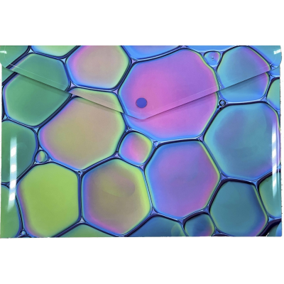 Папка-конверт А4 на кнопке с печатью Pastel Bubble, 180 мкм, непрозрачная, фактура "глянец"