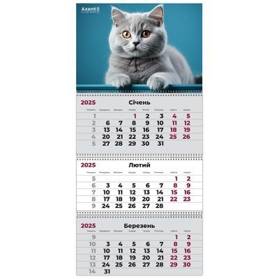 Календарь настенный квартальный 2026 , 3 пружины, Cats