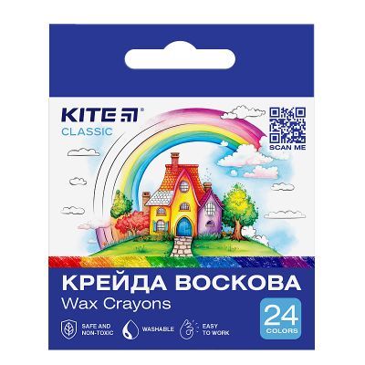 Мел восковой, 24 цвета Kite Classic