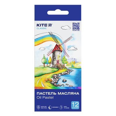 Пастель масляная, 12 цветов Kite Classic