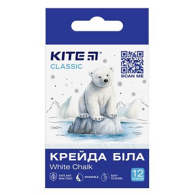 Мел белый, 12 шт. Kite Classic