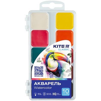Краски акварельные, 10 цв. Kite Classic