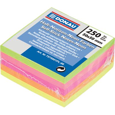 Блок для заметок 50х50 мм, 250 л. (неон, ассорти)