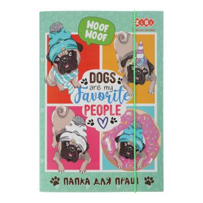 Папка для труда LOVELY DOG, картонная, на резинке А4+ (300х212х28мм), KIDS Line