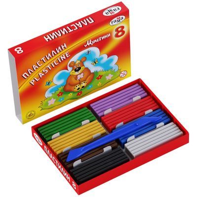 Пластилин "Мультики", кор., стек, 160 г, 8 цв.