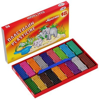 Пластилин "Мультики", кор., стек, 360 г, 18 цв.