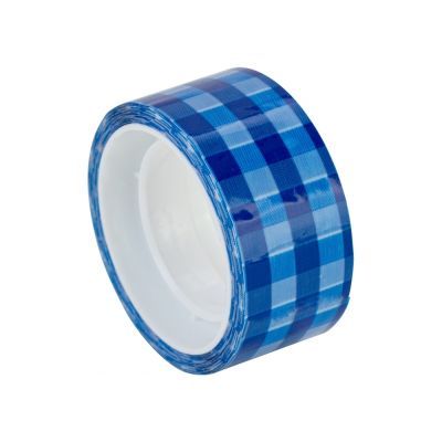 Лента клейкая канцелярская декоративная 18 мм x 10 м Optima, Tartan синяя