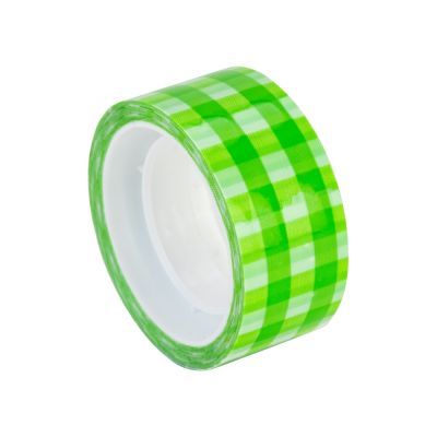 Лента клейкая канцелярская декоративная 18 мм x 10 м Optima, Tartan зеленый