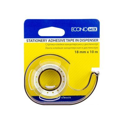 Лента клейкая канцелярская в диспенсере Economix, прозрачная, 18мм*10м