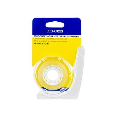 Лента клейкая канцелярская в диспенсере Economix, прозрачная, 18мм*30м