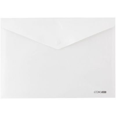 Папка-конверт А4 прозрачная на кнопке, белая (непрозрачная)