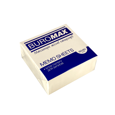 Блок білого паперу для нотаток, 90х90х40мм,не склеєний