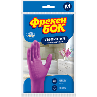 Рукавички універсальні, латексні, суперміцні, розмір M, рожеві, ФРЕКЕН БОК