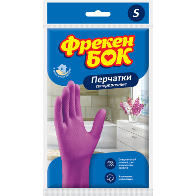 Перчатки резиновые ФБ розовые универс. плотные S (17104900)