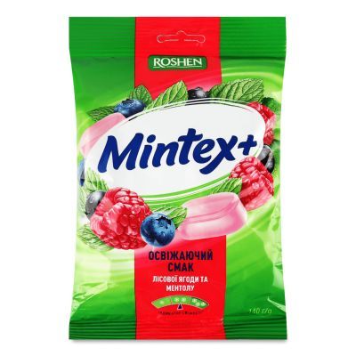 Карамель Roshen Mintex+ Berry вкус лесные ягоды-ментол, 140г