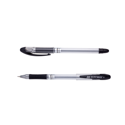 Ручка масляная MaxOFFICE, 0,7 мм, рез. грип, пласт. корпус, черные чернила