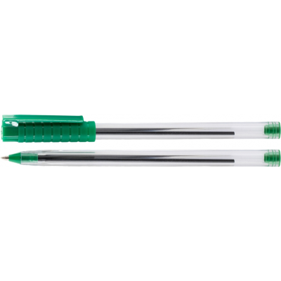 Ручка шариковая OPTIMA HYPE T 1,0 mm. Корпус прозорий, пише зеленим