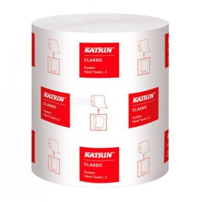Полотенца бумажные Katrin Classic Towel двухслойные 1 рулон 160 м Белые