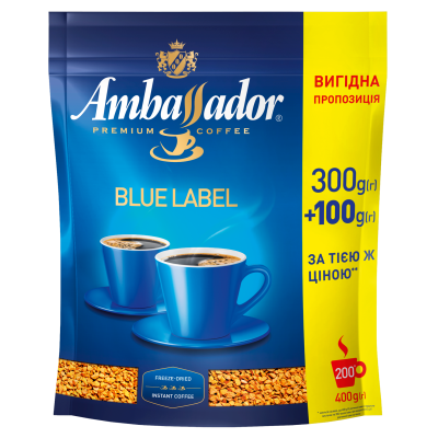 Кофе растворимый Ambassador Blue Label, пакет 400г