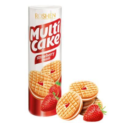 ПЕЧЕНЬЕ ROSHEN "MULTICAKE" КЛУБНИКА-КРЕМ 195 Г